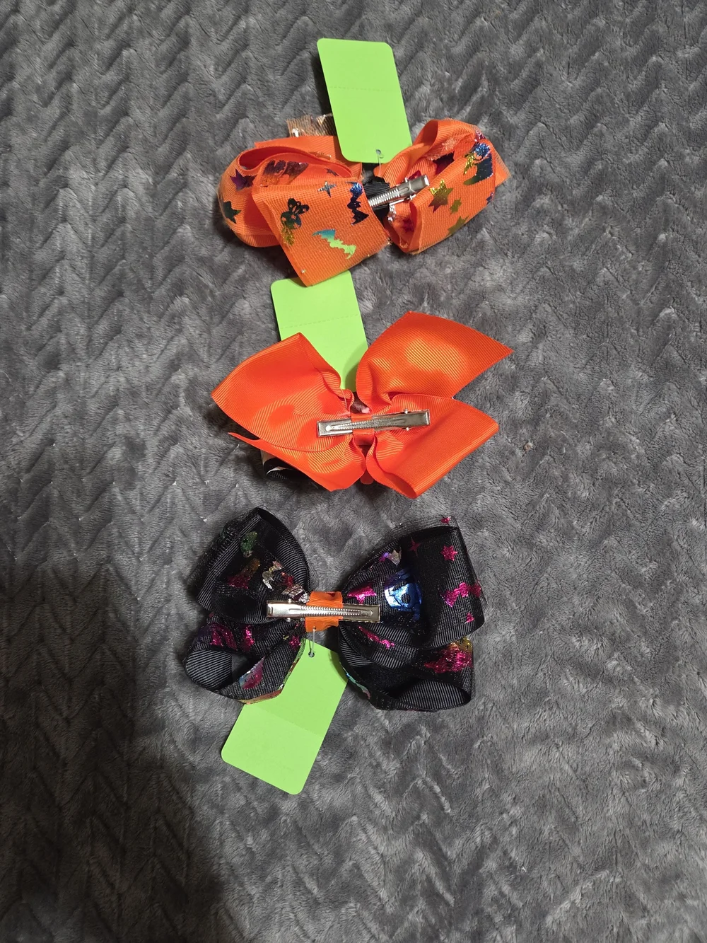 Halloween Hair Bow Trio - Orange & Black Pumpkin Accents